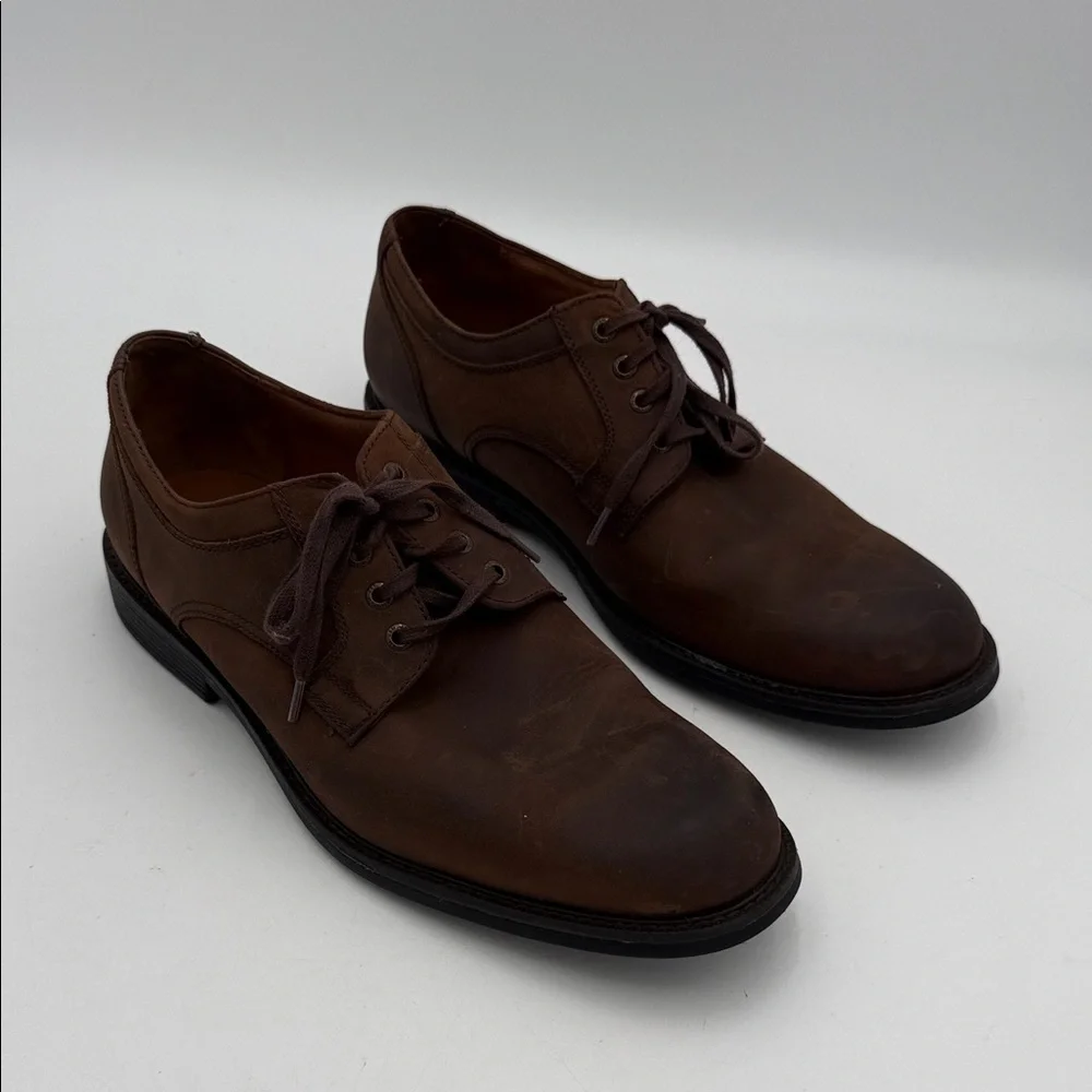 Johnston & Murphy Dark Brown Leather Oxfords Mens 10.5M casual office retro Y2K